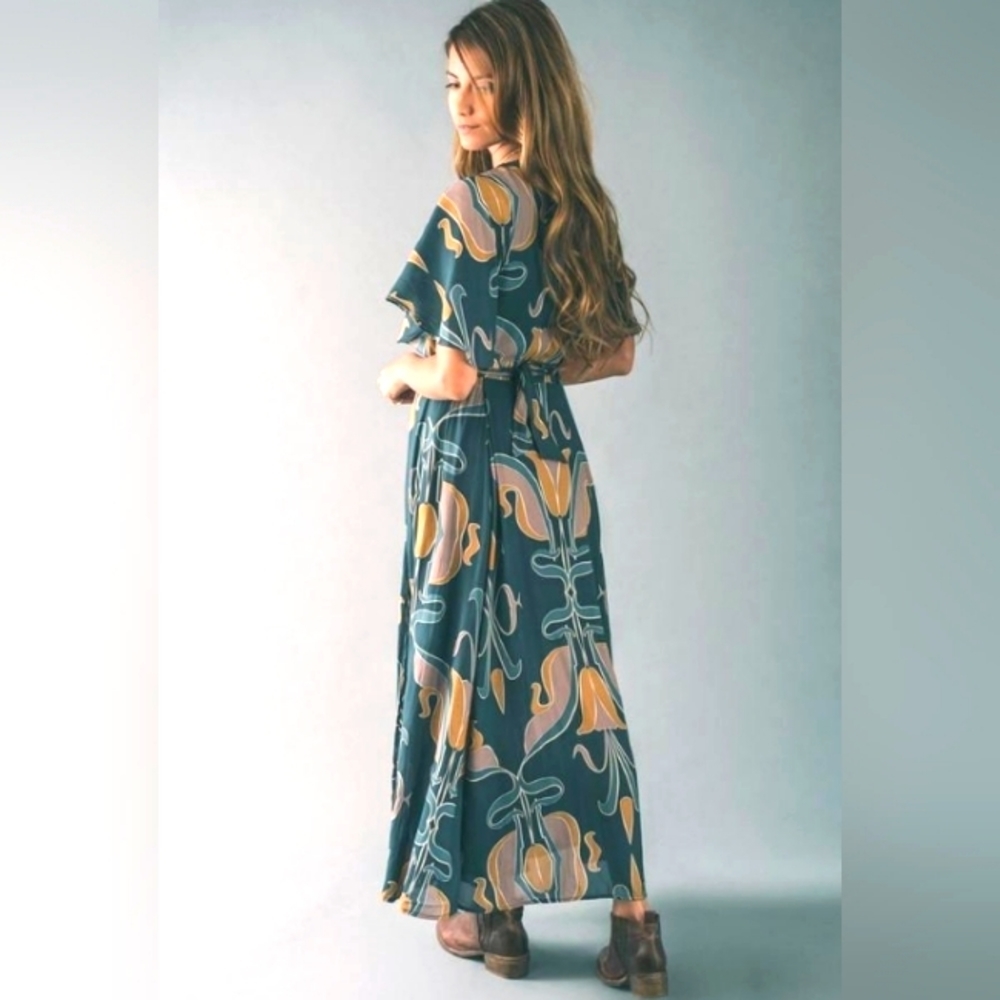 Free people sweet escape wrap v neck maxi dress sz S